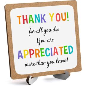 Wooden Table Sign Gift Thank You for All You Do Desk Decor Wood Plaque With Stand Appreciation Gift Ideas for Women Men-A25
