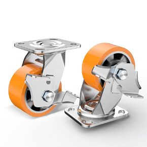 Swivel Heavy Duty Caster Wheel, 4Inch*2, 1600lbs Capacity,Aluminum Alloy Wheel Hub, High-Strength Bracket, Suitable for Outdoor, Carts, Workbench,Trolley,DIY Tools