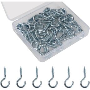 Screw-in Hooks Eye Bolt Ceiling Hook Screw Hanger Open Loop for Hanging Coat Rack, Towel, Plant Pot, Bag, Keys (30pcs-40mm)