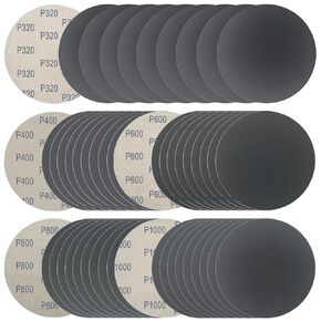 6 Inch 50 Pcs Wet Dry Sanding Discs Hook and Loop, 1000 1500 2000 3000 5000 Assorted Grit Waterproof Sandpaper Silicon Carbide for Random Orbital Sander, Automotive Wood Metal Polishing & Sanding