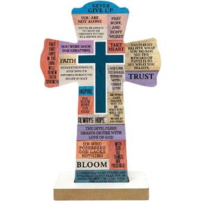 Qswo Wooden Crosses,Christians Cross Wall Decor,Cross Desk Decor,Cross Decor for Wall,Faith Bible Verse Wooden Crosses,Rustic Christian Cross Wooden Hanger,Wooden Crosses Tabletop