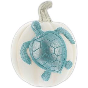 The Bridge Collection 6.5" Blue Sea Turtle On White Fall Pumpkin Autumn Beach Figurine -Sea Tortoise Coastal Fall Center Piece
