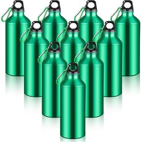 CHENGU 10 Pcs Aluminum Water Bottle 20 oz Reusable Bottles Lightweight Leak Proof Aluminum Sports Travel Bottles with Twist Cap Buckle for Gym, Hiking, Cycling, Camping, Fishing