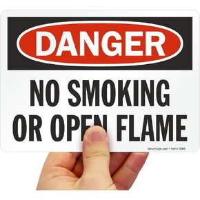 SmartSign "Danger - No Smoking Or Open Flame" Label | 5" x 7" Laminated Vinyl