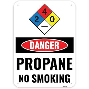 1PC Propane No Smoking Sign, 14 x 10 Inches - Aluminum - NFPA Propane Flammable Fire Hazard Danger
