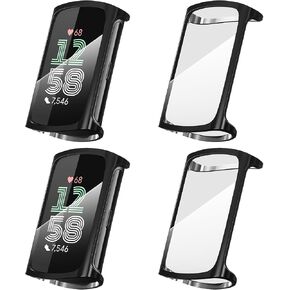 Suoman 4 Pack for Fitbit Charge 6/Charge 5 Case, Definition Clear Screen Protector, All-Around Soft TPU Flexible Protective Cover (Clear+Clear+Clear+Clear) ﻿