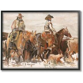 Stupell Industries Cowboys And Horses Farm Western Painting, 11x14