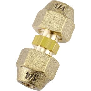 1/2-Inch AC Pipe Joint Connectors, Free Welding Brass Pipe Coupler Adapters for Air Conditioning Copper Pipe Connection, including 2Pcs Flare Nuts, Works for Butt Copper Tube Diameter 1/2" or 12.7mm