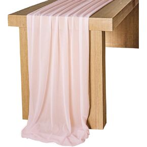 Lookein 10 Feet Champagne Chiffon Table Runner Sheer Wedding Table Cloth 29x120 Inches Rustic Wedding Decorations French Chiffon Table Runner