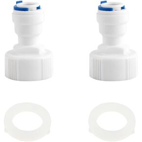 ZYAMY 2PCS Straight Thread Conversion Adapter Plastic Push-in Quick Connect RO Fitting DN25 to DN10 Sleeve Outer Diameter Water Purifier Hose Conversion Fitting Accessories White