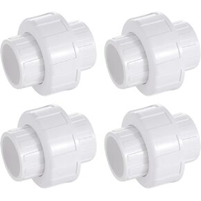 2" PVC Union Pipe Fitting, 2" PVC Slip Union Coupling Adapter (Socket x Socket) Schedule 40, EPDM O-Ring, White，2 Pack