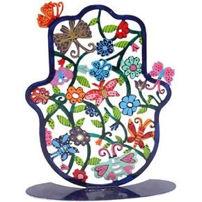 Standing Hamsa - Colorful Laser Cut Butterflies and Flowers Design Stand Alone Hamsa (Large)