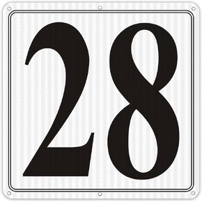 Premium Aluminum Reflective Number Signs 1 -12" X 12" Parking Spot Number Signs, Large Reflective Metal Numbered Signs for Floor, Dock, Court, Aisle, Field and Outdoor Use, Weather-Resistant, Easy