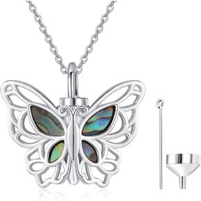 Butterfly Urn Necklace 925 Sterling Silver Amethyst Ashes Necklace for Women Cremation Necklace Memorial Jewelry for Ashes of Loved Ones