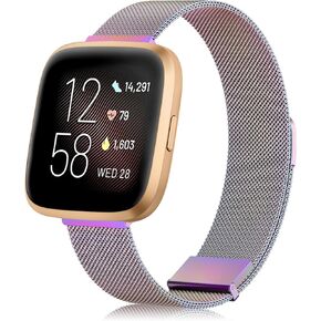 Metal Band Compatible with Fitbit Versa 2 Bands/Fitbit Versa Bands for Women Men, Stainless Steel Magnetic Wristband Mesh Bracelet Replacement Strap for Fitbit Versa 2/Versa Lite/Versa SE