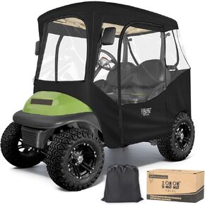 10L0L 2 Passenger Golf Cart Enclosure for Club Car DS & Precedent,Waterproof 600D Rain Cover,with Side Mirror Opening,Transparent Tail Light Panel,Foldable Door,Windshield,4-Sided Clear Windows