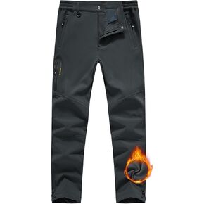 Rdruko Men's Snow Pants Waterproof Insulated Winter Hiking Pants Snowboard Fleece Lined Softshell Ski Pants