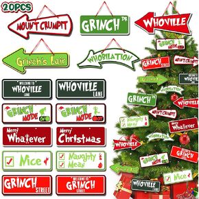 20PCS Grinch Ornaments for Christmas Tree Topper,2024 New Grinch Christmas Ornaments Tree Decorations,Uinque Grinch Christmas Tree Decorations Sets for Xmas Party Indoor Outdoor Decor