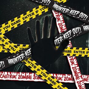 Halloween Caution Tape, Zombie Posters Pack, Fright Tape Bundle for Zombie Party or Halloween Party (Orange/Yellow/Red, 3INCH x 30 FT)