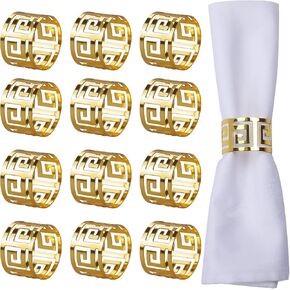 Gold Metal Bamboo Napkin Rings Set of 12-Inspired Gold Napkin Rings - Enhance Your Table Decor for Weddings, Family Dinners, Parties, Christmas, Thanksgiving, and Birthdays