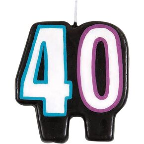 Multicolor Birthday Cheer Number 40 Candle - Eye-catching & Unique Design (1 Count), Perfect Milestone Party Addition