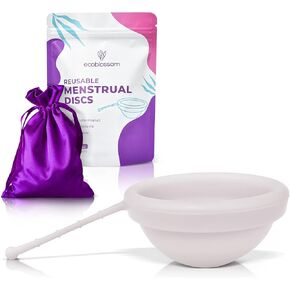 EcoBlossom Reusable Menstrual Disc with Removal String - The Most Reliable Medical Grade Silicone Period Discs - Comfortably use for 12 Hours (Violet)