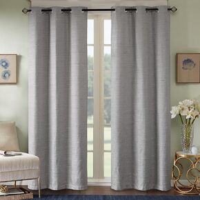 Comfort Spaces Grasscloth Room Darkening Window Curtain Pair / 2 Pieces Panels Grommet Top Energy Efficient Saving Drapes for Living Room Bedroom and Dorm, 40" W x 84" L, Ivory