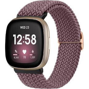Vancle Stretchy Band Compatible for Fitbit Versa 4 Bands Women Men, Soft Elastic Braided Strap Wrist Bands for Fitbit Sense 2 /Fitbit Versa 4/ Versa 3/ Sense Smart Watch Band