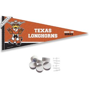 College Flags & Banners Co. Texas Longhorns Bevo Mascot Pennant Flag and Wall Tack Mount Pads