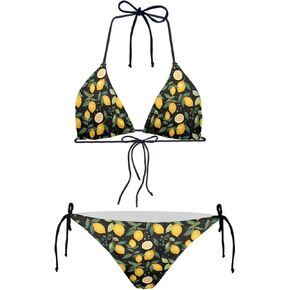 Women Halter Bikini Set String 2 Piece Triangle Swimsuits Cheeky Tie Side Swimwear Bathing Suits