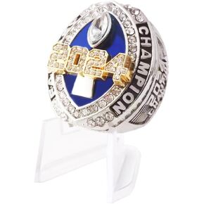 2024 Fantasy Football Championship Ring | Heavy FFL Champion Ring | Gold Silver Tone Plated Award Trophy for Fantasy Football League Winner