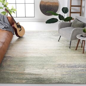 SAFAVIEH Adirondack Collection Area Rug - 9' x 12', Ivory & Sage, Modern Abstract Design, Non-Shedding & Easy Care, Ideal for High Traffic Areas in Living Room, Bedroom (ADR112W)