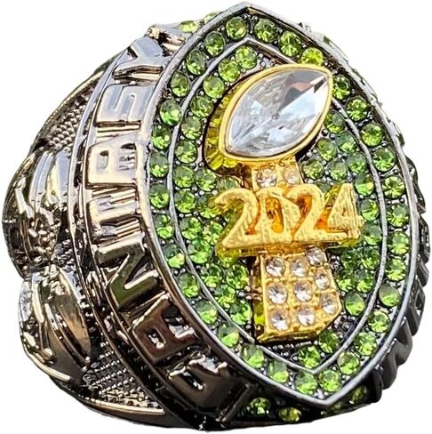 Legacy Rings 2024 Fantasy Football Championship Trophy Ring | Black Gunmetal Plated Award for Fantasy Football League Winner | Color Stones in Saudi Arabia