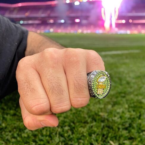Legacy Rings 2024 Fantasy Football Championship Trophy Ring | Black Gunmetal Plated Award for Fantasy Football League Winner | Color Stones in Saudi Arabia