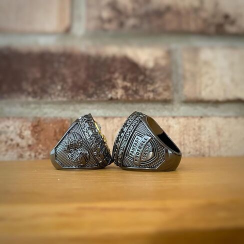 Legacy Rings 2024 Fantasy Football Championship Trophy Ring | Black Gunmetal Plated Award for Fantasy Football League Winner | Color Stones in Saudi Arabia