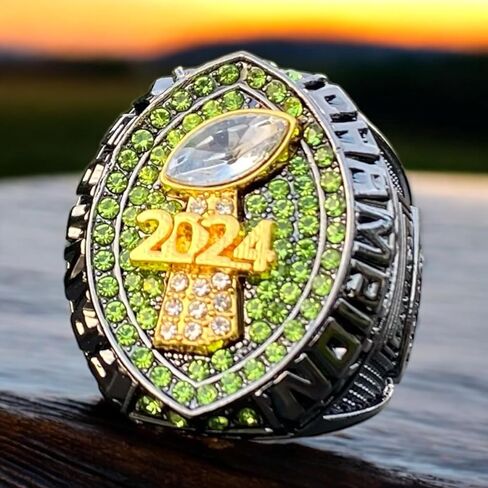 Legacy Rings 2024 Fantasy Football Championship Trophy Ring | Black Gunmetal Plated Award for Fantasy Football League Winner | Color Stones in Saudi Arabia