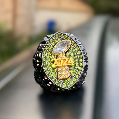 Legacy Rings 2024 Fantasy Football Championship Trophy Ring | Black Gunmetal Plated Award for Fantasy Football League Winner | Color Stones in Saudi Arabia