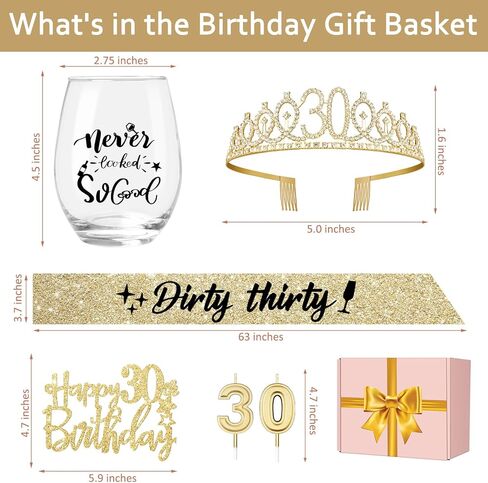 هدايا عيد الميلاد الخمسين للنساء مع كأس نبيذ 15 أونصة، وتاج عيد الميلاد الخمسين، ووشاح، وغطاء للكيك والشموع، وزينة عيد ميلاد عمرها 50 عامًا، فكرة هدايا عيد الميلاد الخمسين in Kuwait