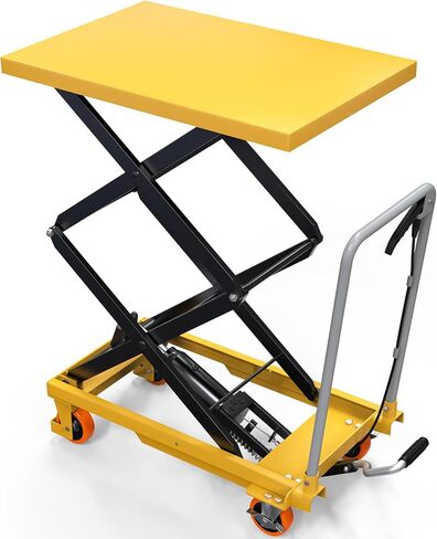 YITAHOME 500 lbs Capacity Hydraulic Lift Table Cart, Adjustable 11.4" to 42.5" in Height Double Scissor Lift Table with Locking Wheels for Material Handling and Transportation in Saudi Arabia