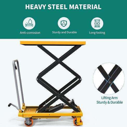 YITAHOME 500 lbs Capacity Hydraulic Lift Table Cart, Adjustable 11.4" to 42.5" in Height Double Scissor Lift Table with Locking Wheels for Material Handling and Transportation in Saudi Arabia