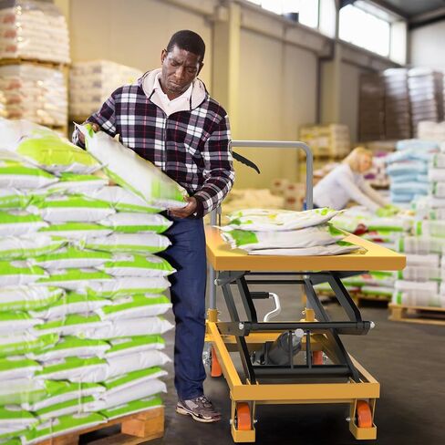 YITAHOME 500 lbs Capacity Hydraulic Lift Table Cart, Adjustable 11.4" to 42.5" in Height Double Scissor Lift Table with Locking Wheels for Material Handling and Transportation in Saudi Arabia