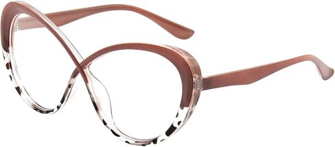 LJCZKA Oversized Blue Light Blocking Glasses Women Fashion Oval Cat Eye Eyeglasses Computer Anti Eye Strain Eyewear in Saudi Arabia
