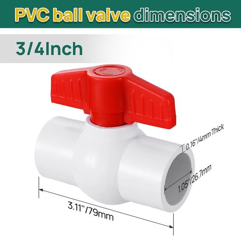 صمام كروي PVC مقاس 3/4 بوصة، صمام إغلاق بمقبض T أسود مكون من 6 قطع، لخطوط إمداد المياه الباردة in Saudi Arabia