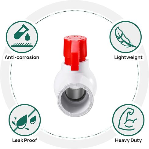 صمام كروي PVC مقاس 3/4 بوصة، صمام إغلاق بمقبض T أسود مكون من 6 قطع، لخطوط إمداد المياه الباردة in Kuwait