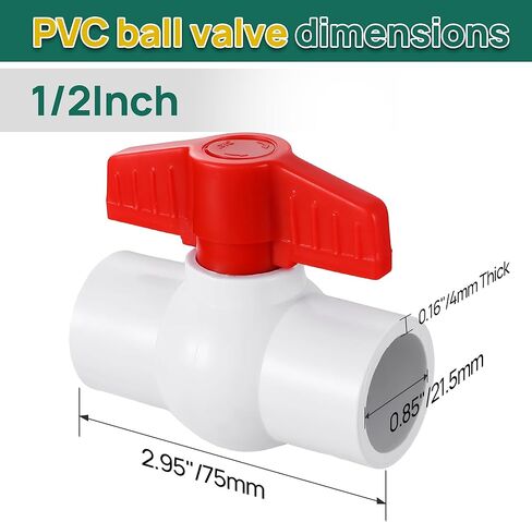 صمام كروي PVC مقاس 3/4 بوصة، صمام إغلاق بمقبض T أسود مكون من 6 قطع، لخطوط إمداد المياه الباردة in Kuwait