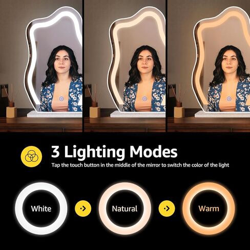 nianfeng Vanity Mirror with Lights for Desk, Light Up Mirror for Makeup, LED Cloud Mirror with 10x Magnification for Dorm, Bedroom, Tabletop, Girls, Women, Aesthetic, White. in Saudi Arabia