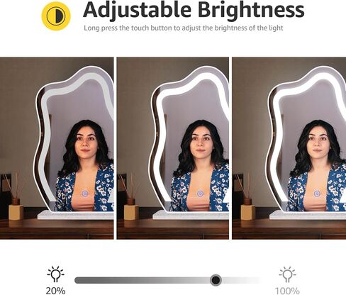 nianfeng Vanity Mirror with Lights for Desk, Light Up Mirror for Makeup, LED Cloud Mirror with 10x Magnification for Dorm, Bedroom, Tabletop, Girls, Women, Aesthetic, White. in Saudi Arabia