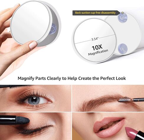 nianfeng Vanity Mirror with Lights for Desk, Light Up Mirror for Makeup, LED Cloud Mirror with 10x Magnification for Dorm, Bedroom, Tabletop, Girls, Women, Aesthetic, White. in Saudi Arabia
