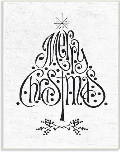 لوحة فنية جدارية من القماش من مجموعة Stupell Home Décor Collection Holiday Merry Christmas باللونين الأسود والأبيض، مقاس 16 × 20، متعددة الألوان in Saudi Arabia