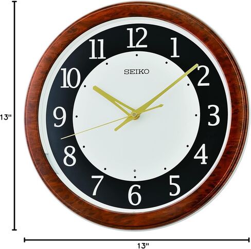 Seiko Hi/Lo Luminous Wall Clock, Brown and Black in Kuwait